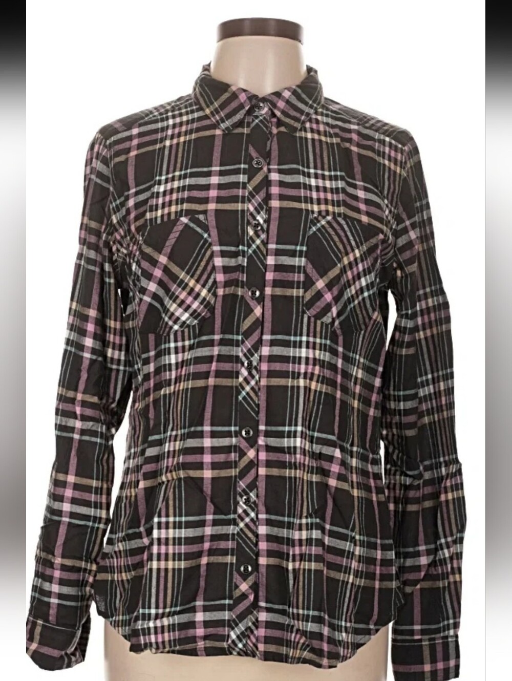 Maurices Plaid Button Down Rayon Flannel -large